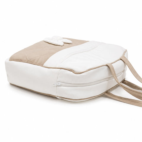 Adorables Diaper Bag for Moms | Royal Beige & White | Rexin , Cotton & Foam LD | Baby Diaper Bag with Elegant Lace Design