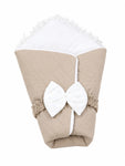 Adorables Receiving Blanket | Royal Biege & White | Rexin and Cotton with Recron Sheet | Soft & Elegant Swaddle