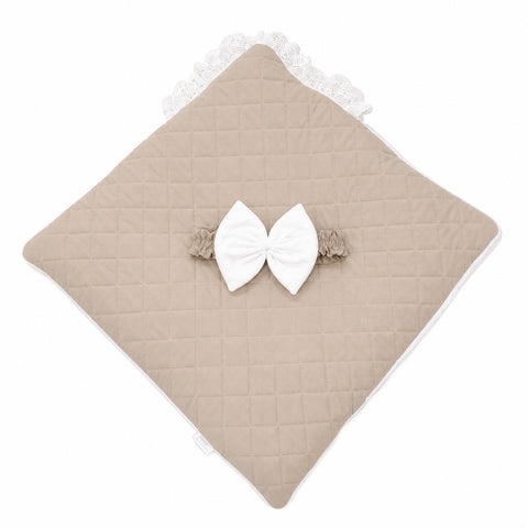 Adorables Receiving Blanket | Royal Biege & White | Rexin and Cotton with Recron Sheet | Soft & Elegant Swaddle