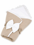 Adorables Receiving Blanket | Royal Biege & White | Rexin and Cotton with Recron Sheet | Soft & Elegant Swaddle
