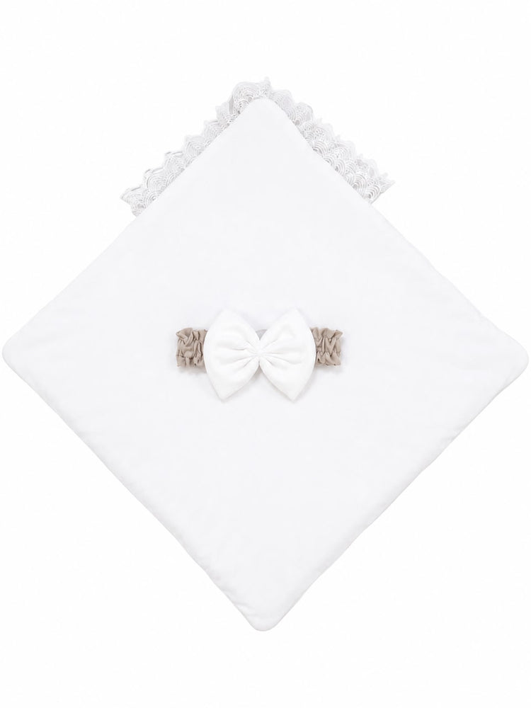 Adorables Receiving Blanket | Royal Biege & White | Rexin and Cotton with Recron Sheet | Soft & Elegant Swaddle