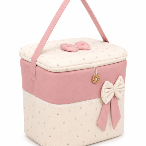 Adorables Baby Storage Basket for Newborn | Large Basket | Cherry Blush & Pink | Quilted Cotton | Organizer for Baby Essentials (Copy)