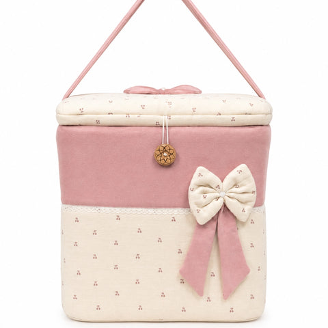 Adorables Baby Storage Basket for Newborn | Large Basket | Cherry Blush & Pink | Quilted Cotton | Organizer for Baby Essentials (Copy)