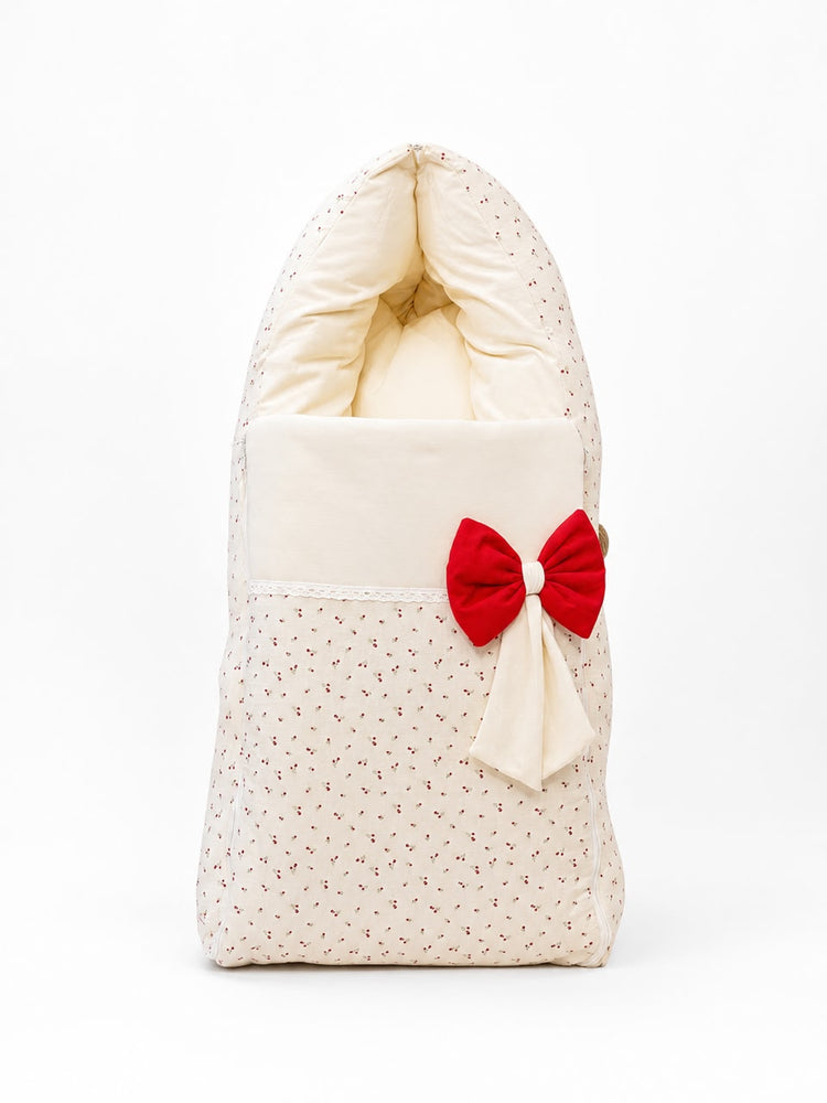 Adorables Baby Sleeping Bag | Rose Melody & Off White| Rose Melody Print, Bow Work & Lace Design | Cotton & Recron