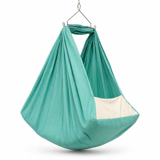 Adorables Bed Cradle | Soft Linea Spring Green in Off White | Cotton with Recron | Includes Star Hangings and Removable Net
