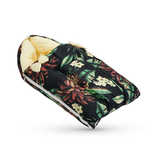Adorables Baby Holder  | Black & Light Yellow | Pineapple Print & Bow Work | Cotton & Recron