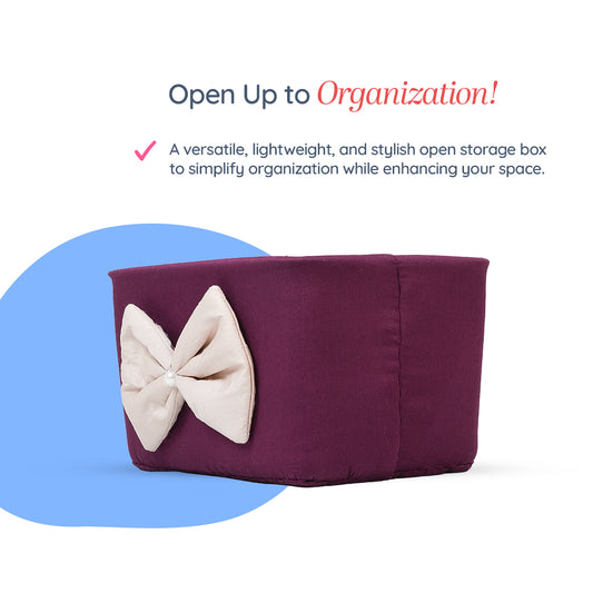 Adorables Open Basket | Purple & Beige | Bow Work | Cotton & Foam LD