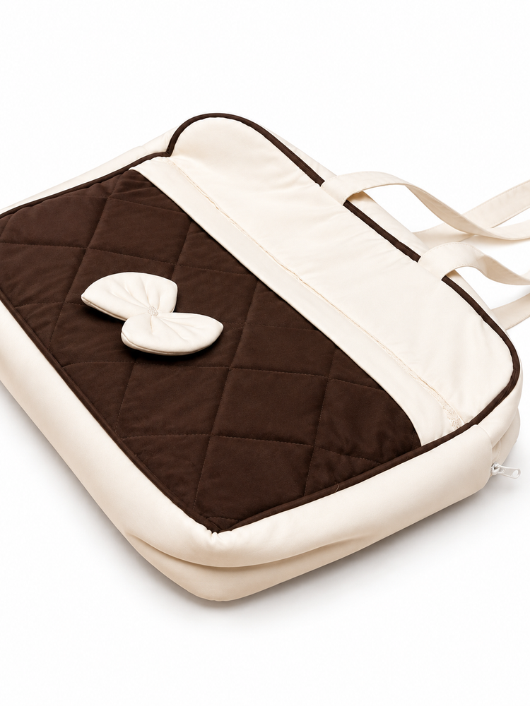 Adorables Diaper Bag for Moms | Chocolate Brown & Off White | Rexin , Cotton & Foam LD | Baby Diaper Bag with Elegant Lace Design