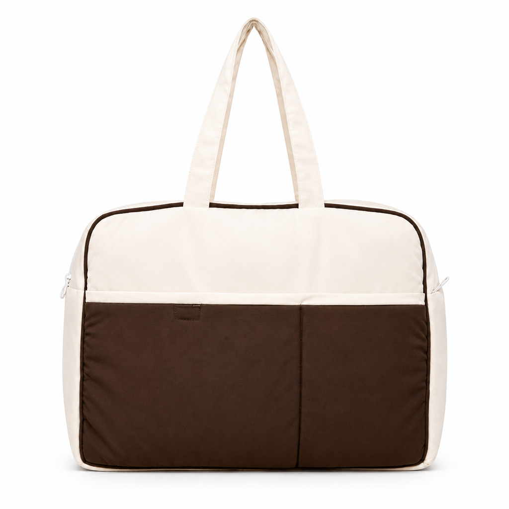 Adorables Diaper Bag for Moms | Chocolate Brown & Off White | Rexin , Cotton & Foam LD | Baby Diaper Bag with Elegant Lace Design