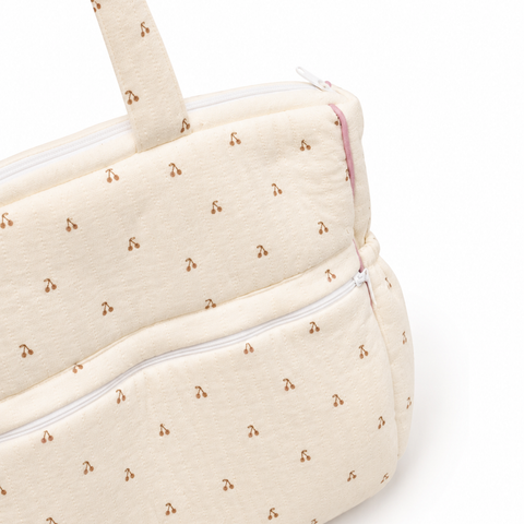 Adorables Diaper Bag for Moms | Cherry Blush & Pink | Cotton & Foam LD | Baby Diaper Bag with Elegant Lace Design