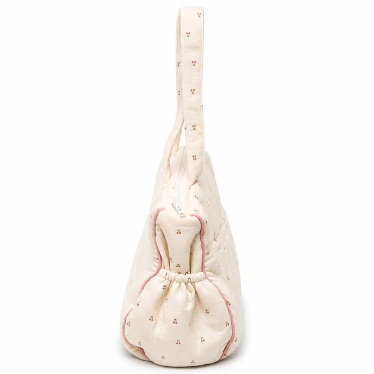 Adorables Diaper Bag for Moms | Cherry Blush & Pink | Cotton & Foam LD | Baby Diaper Bag with Elegant Lace Design