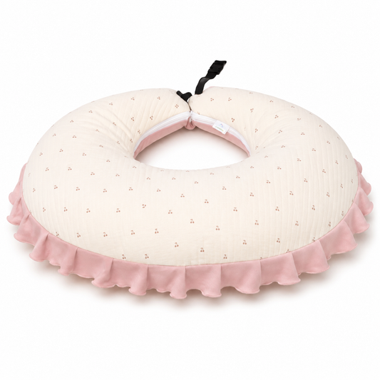 Adorables Feeding Pillow for Newborn | Cherry Blush & Pink | Soft Cotton with Recron Filling | Bow Work & Lace Design (Copy)