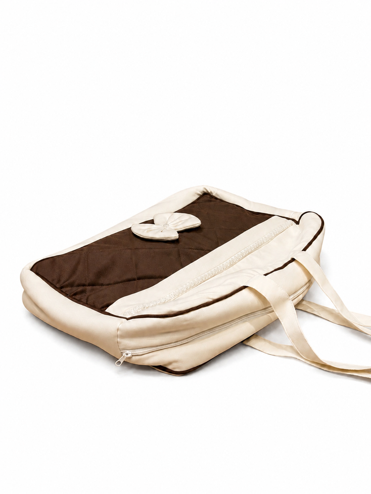 Adorables Diaper Bag for Moms | Chocolate Brown & Off White | Rexin , Cotton & Foam LD | Baby Diaper Bag with Elegant Lace Design