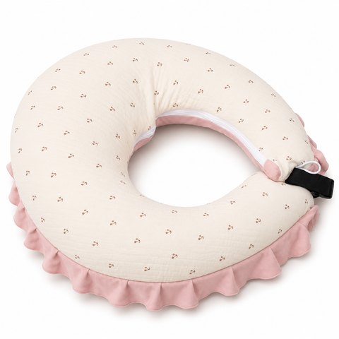 Adorables Feeding Pillow for Newborn | Cherry Blush & Pink | Soft Cotton with Recron Filling | Bow Work & Lace Design (Copy)